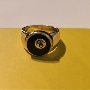 GOLD AND BLACK EIGHT BALL RING